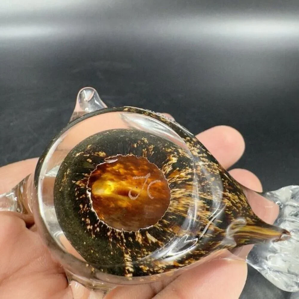 Hand Blown Art Glass Bird‎ Figurine Paperweight Glass Artist Signed JC Vintage